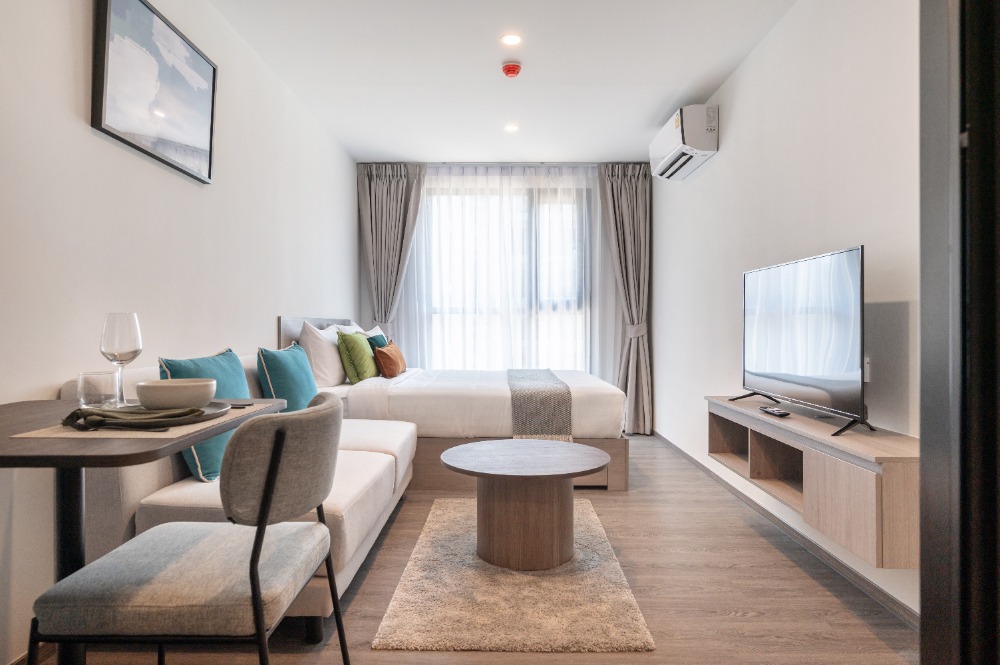 Brixton Kaset Sriracha Campus Condo for rent, opposite Kasetsart University, Sriracha, ⭐1 bedroom, 1 bathroom, size 24 sqm. ,Smart Closet, rent for 7,900 baht per month.