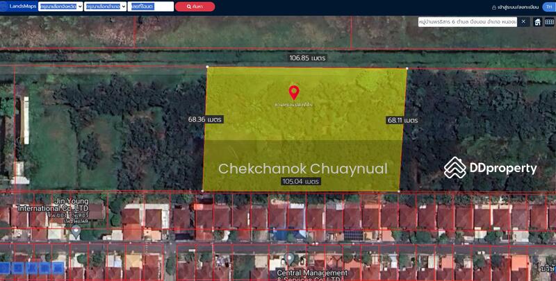 ขายที่ดินสวย รังสิต คลอง7 4-2-44 ไร่ ที่ดินสวย ติดหมู่บ้านจัดสรร วาละ4.5k