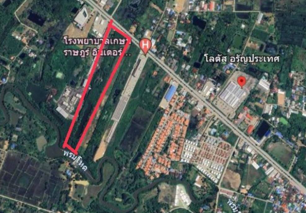 Land for sale.  Suwannasorn Main Road, Aranyaprathet. Economic Zone.  Next to Thai Watsadu Aranyaprathet.  Total  21  Rai  42 Square Wah. – รูปที่ 3