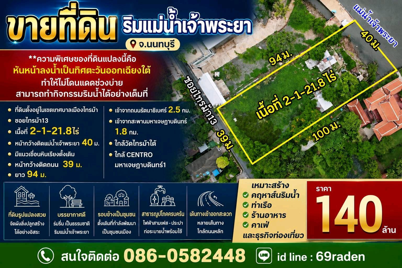 ที่ดินริมแม่น้ำ “นนทบุรี“ ที่ดินริมแม่น้ำ “นนทบุรี“