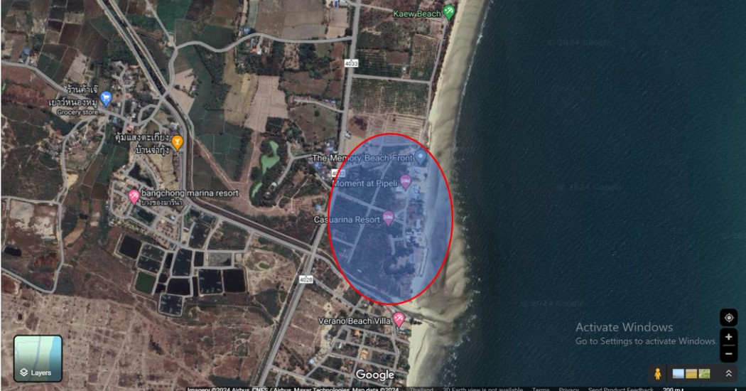 Land for sale near the beach, Puk Tian, Tha Yang, Phetchaburi, size30 rai 1 ngan 58 sq m, near Cha-am, Hua Hin.
