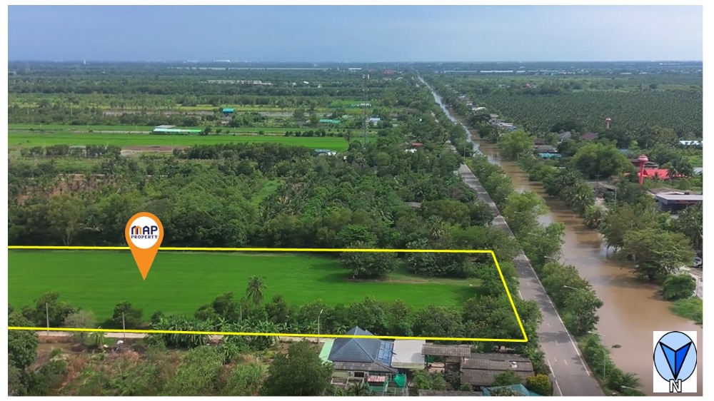 Beautiful land along Khlong 12, next to a paved road. Beautiful land along Khlong 12, next to a paved road.