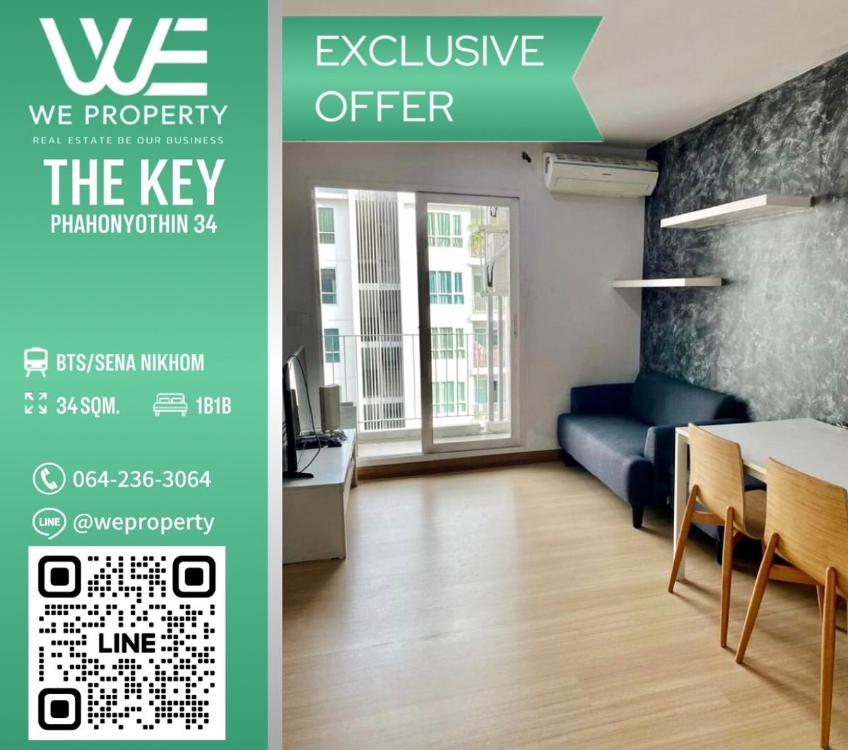 City center view, fully furnished ⭐The Key Phahon Yothin 34