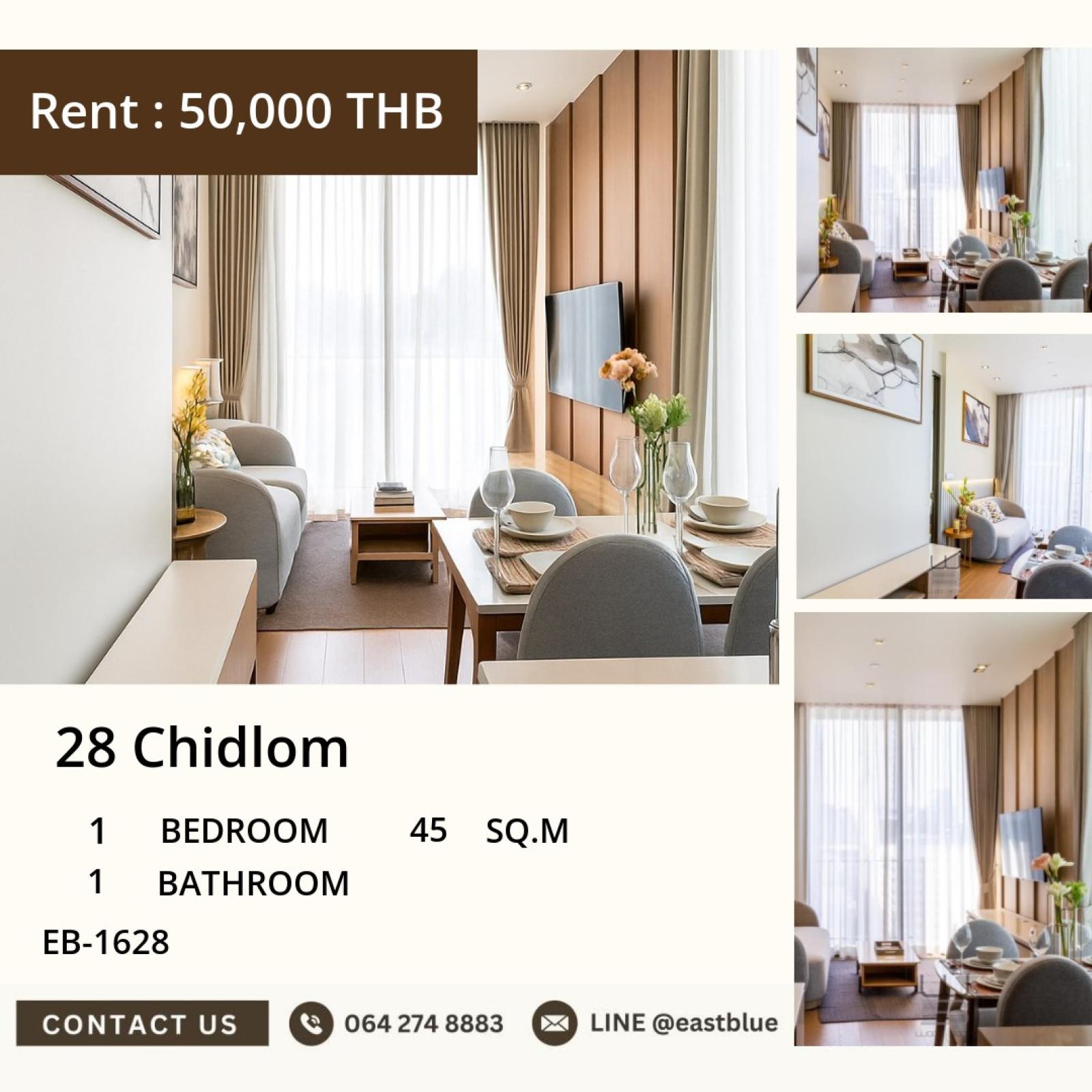 19/08/2026, คอนโดหรูให้เช่า ใกล้ BTS ชิดลม คอนโด 28 ชิดลม 1 ห้องนอน 45 ตร.ม. ราคา 50,000 บาท/เดือน สนใจติดต่อเลย! 0642748883 19/08/2026, คอนโดหรูให้เช่า ใกล้ BTS ชิดลม คอนโด 28 ชิดลม 1 ห้องนอน 45 ตร.ม. ราคา 50,000 บาท/เดือน สนใจติดต่อเลย! 0642748883