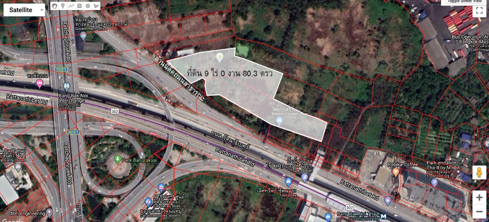 ขายที่ดินติดรถไฟฟ้าบางรักน้อยท่าอิฐ หัวมุมถนนรัตนาธิเบศน์ตัดกับราชพฤกษ์ 9ไร่ – รูปที่ 2