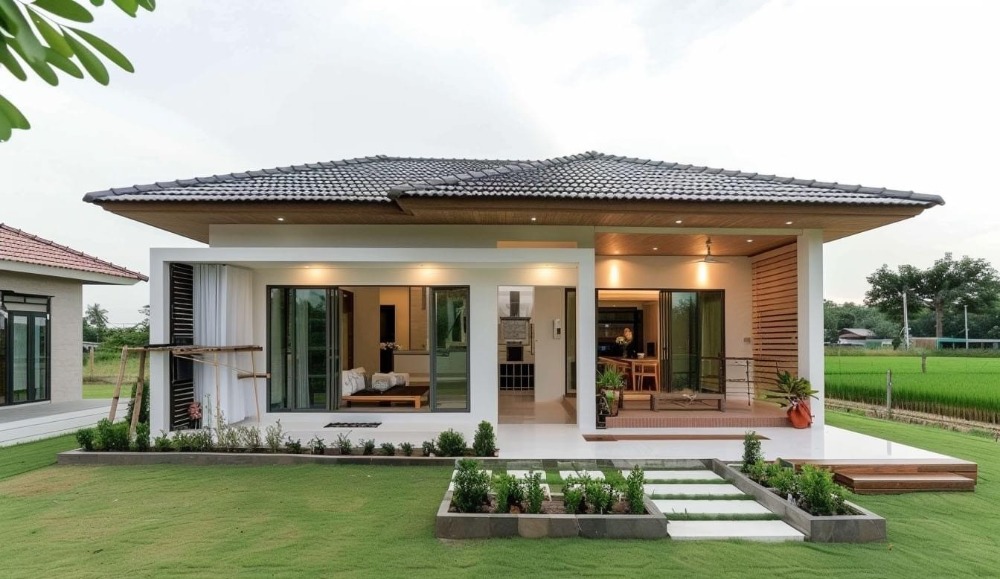 New house, single house for sale, land area 100 square wah, wide frontage, near fresh market, Suvarnabhumi Airport, industrial estate, can enter motorway, electric train, near new road, Krungthep Kreetha, near community mall New house, single house for sale, land area 100 square wah, wide frontage, near fresh market, Suvarnabhumi Airport, industrial estate, can enter motorway, electric train, near new road, Krungthep Kreetha, near community mall