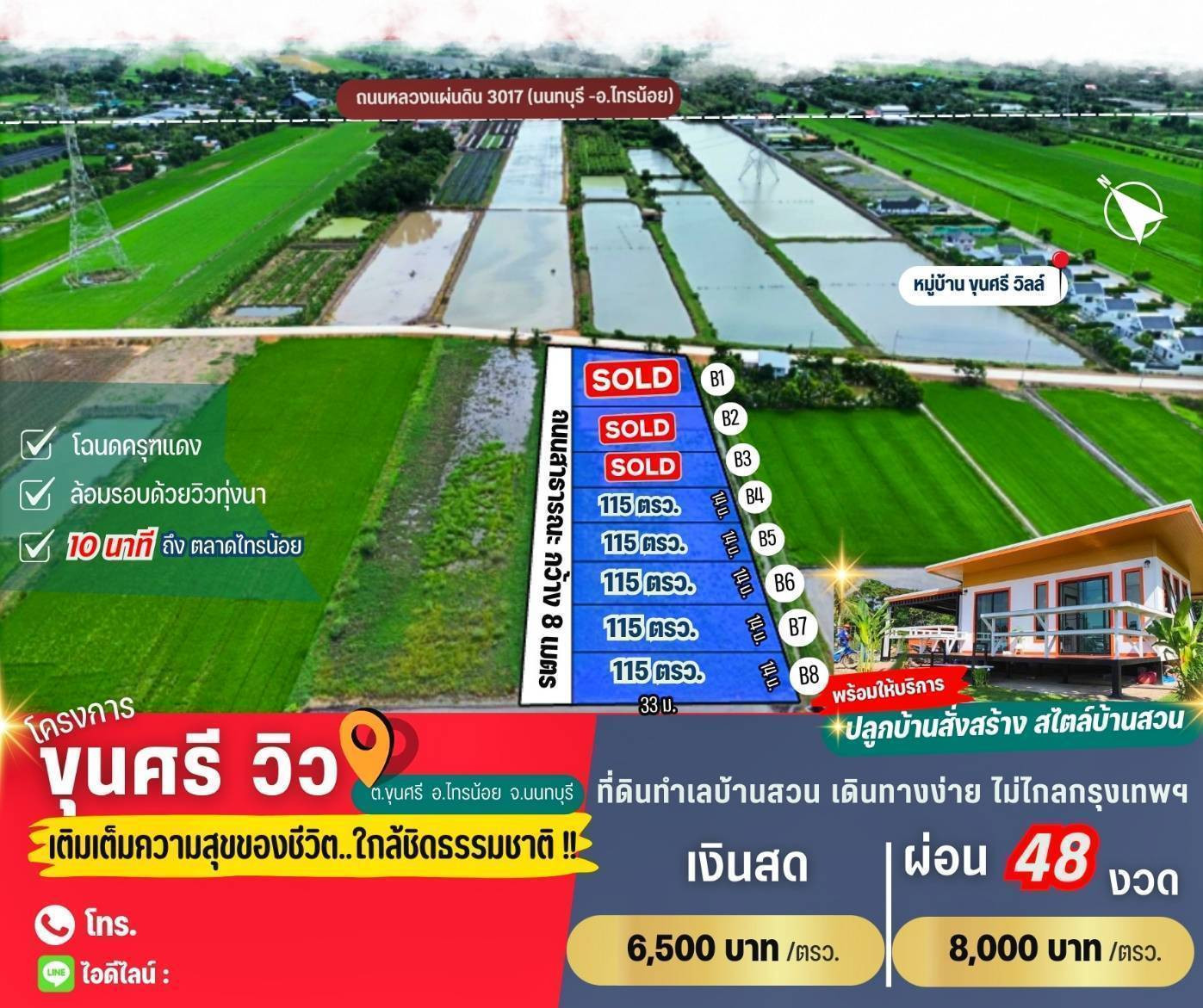 ขาย ที่ดินถูกที่สุดในย่านนี้ ใกล้BigC ไทรน้อย 9กม.  ขุนศรี-ไทรน้อย 1 งาน 50 ตรว ใกล้แหล่งชุมชน ตรวละ 6,500 – รูปที่ 2