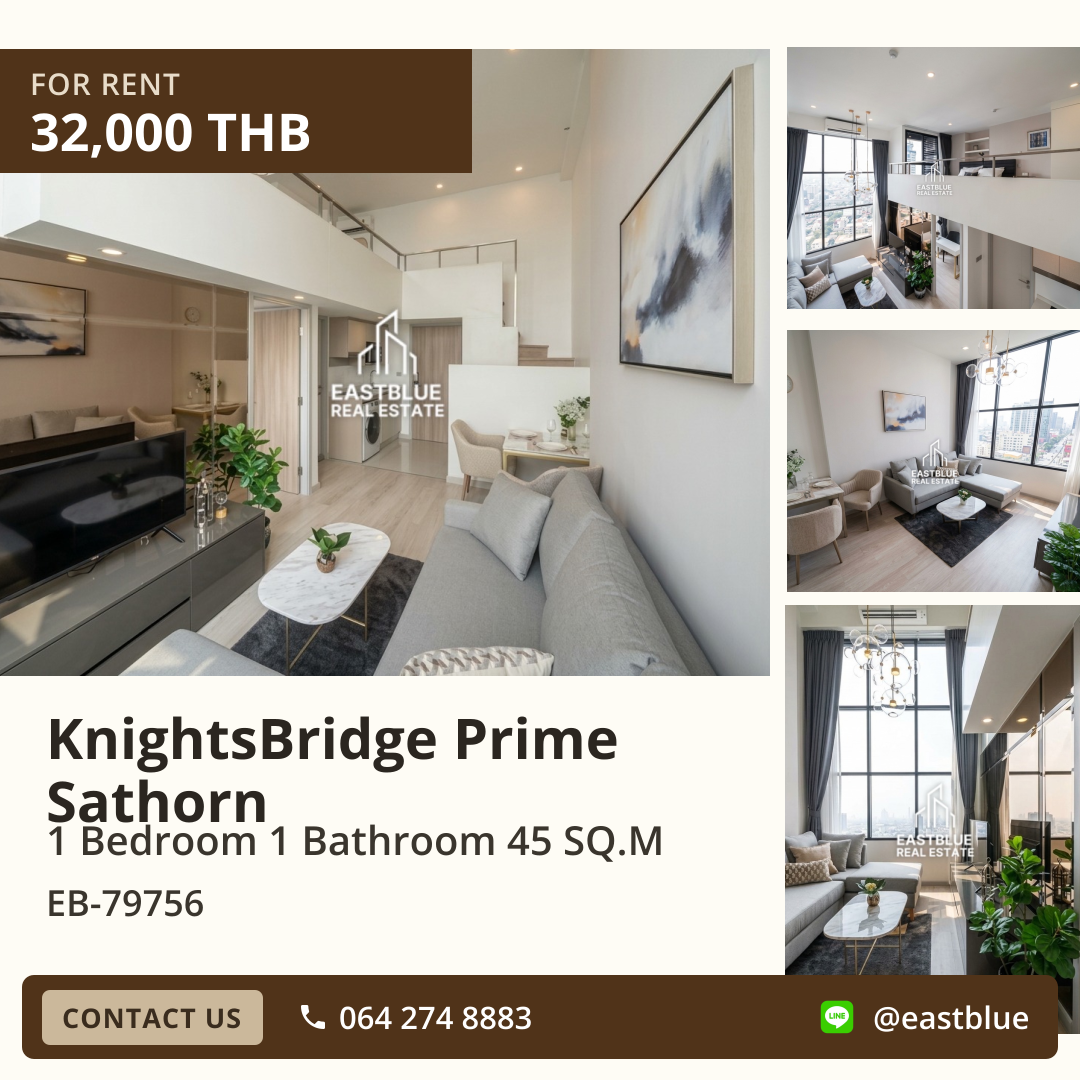 For Rent: KnightsBridge Prime Sathorn 1 Bed 45 sqm near BTS Chong Nonsi 32,000 THB/month