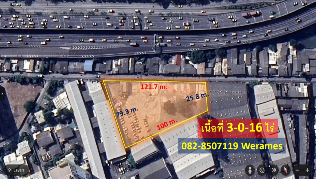 ขาย ที่ดินพระราม 4 เนื้อที่ 3-0-16 ไร่ ถนนคอนกรีตกว้างประมาณ 6-8 m. เขตทางกว้าง 20 m. หน้ากว้างติดถนน 121 m. – รูปที่ 2