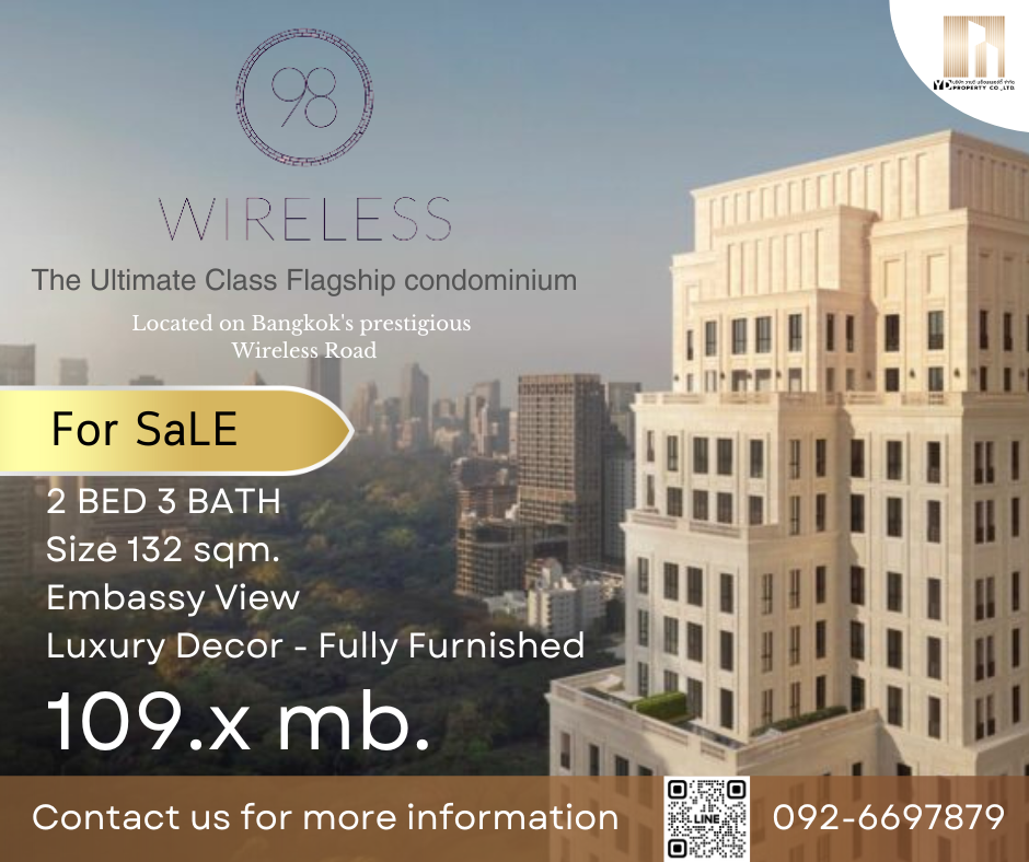 Sell Best Price : PENTHOUSES 2 BED 3 BATH 132 Sqm I 98 WiRELESS  - 109.x MB. (Luxury Decoration Fully Furnished)