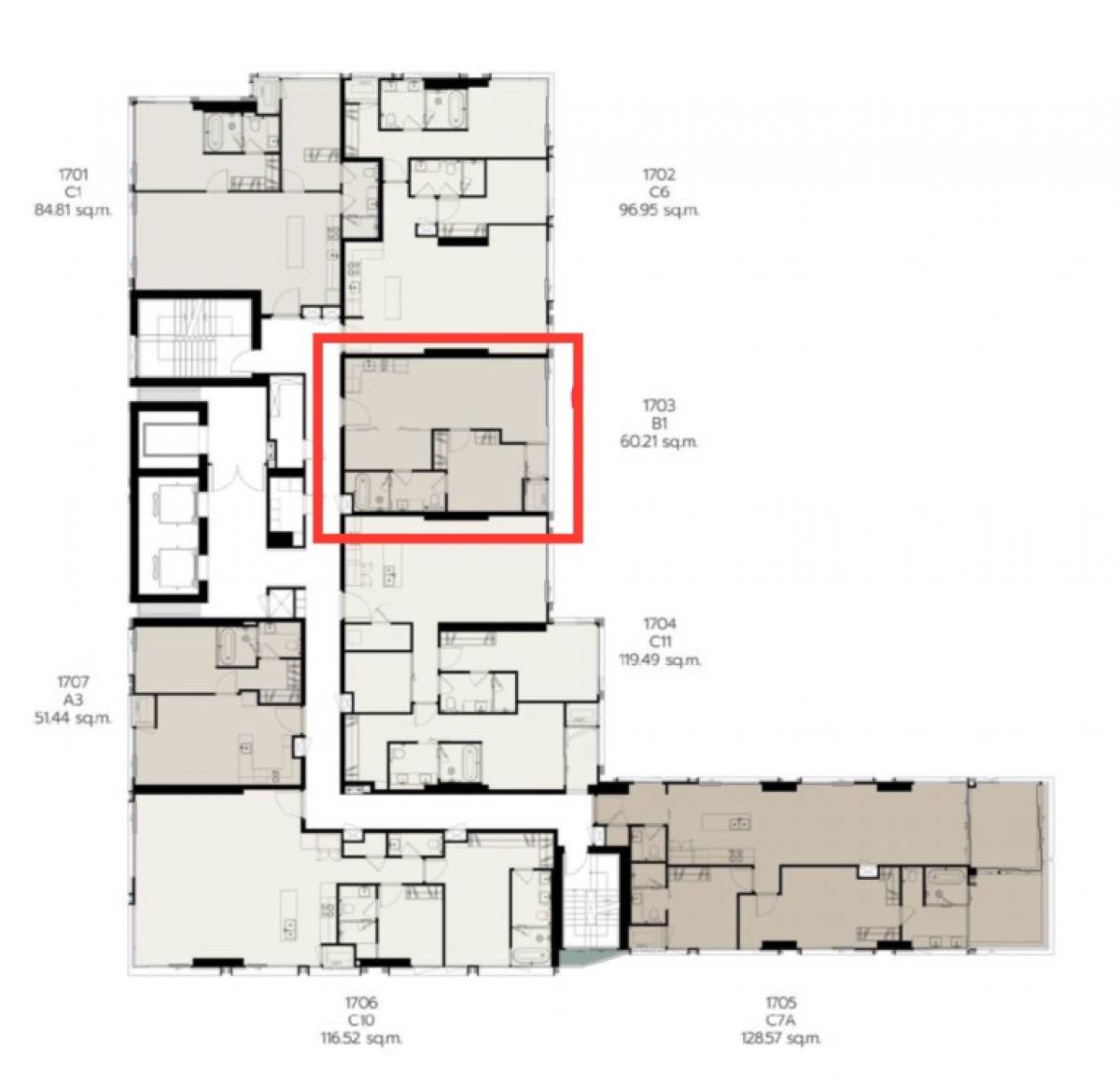 Romm Convent; 1 Bedroom Plus; 60.21 ตร.ม.; ชั้น 17 ทิศตะวันออก – รูปที่ 4