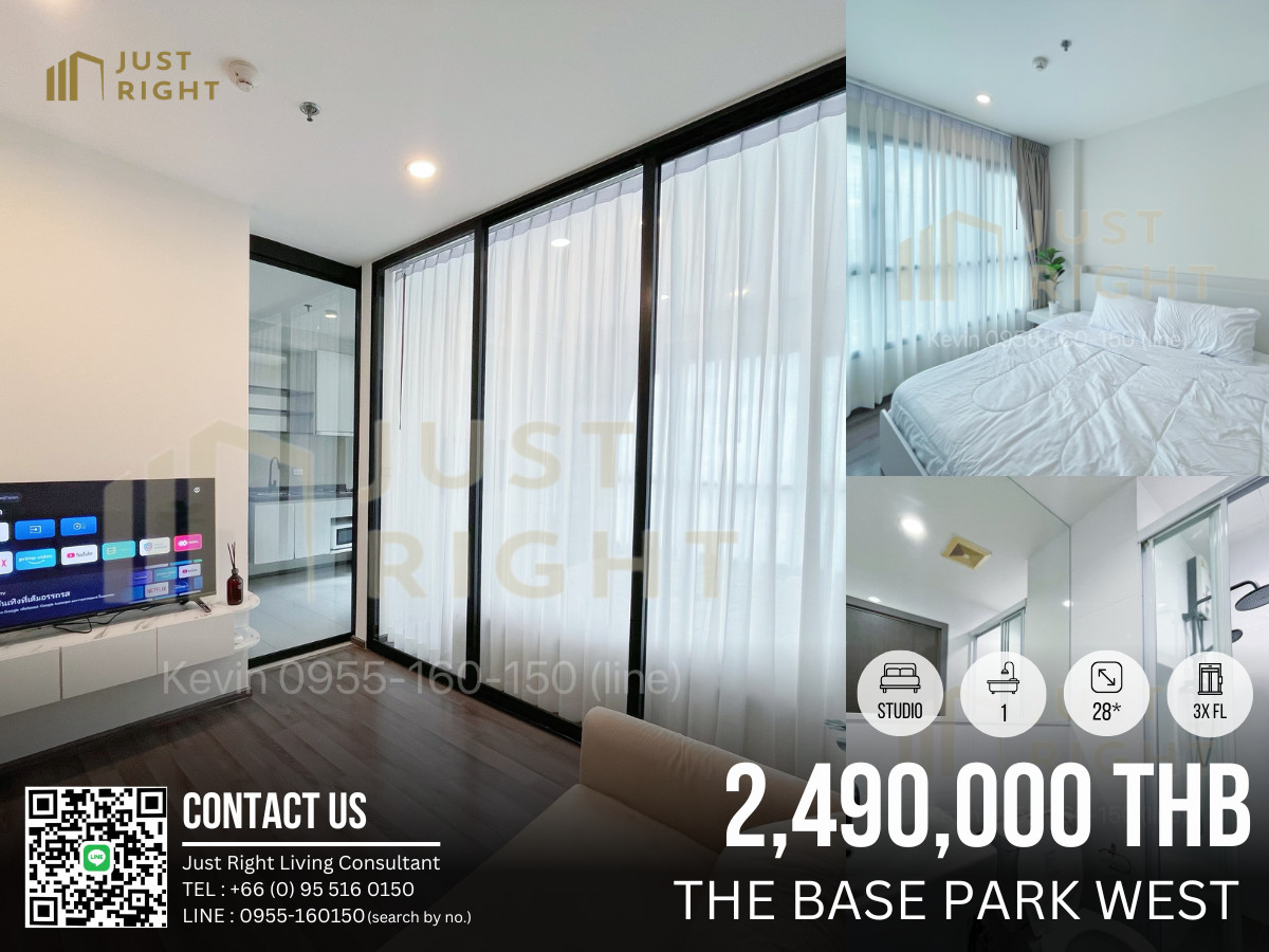 For sale with tenant The Base Park West Studio 1 bathroom 28 sq.m. 3x floor Only 2.89 million baht *Transfer fee 1% (Buyer and seller pay half each)* *Chinese Below* For sale with tenant The Base Park West Studio 1 bathroom 28 sq.m. 3x floor Only 2.89 million baht *Transfer fee 1% (Buyer and seller pay half each)* *Chinese Below*