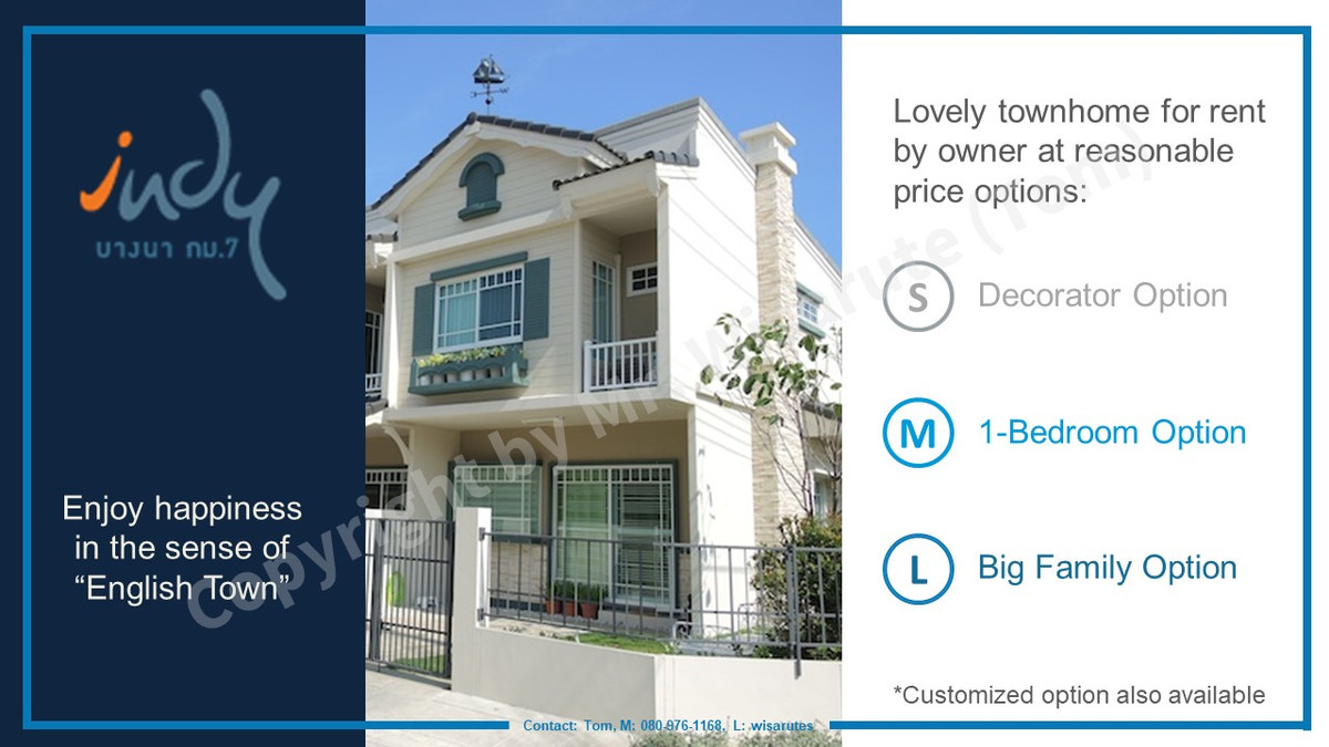 [] 78/89 Indy 1 Bangna km.7 for  2 BD 3 BH 89 sqm fully furnished