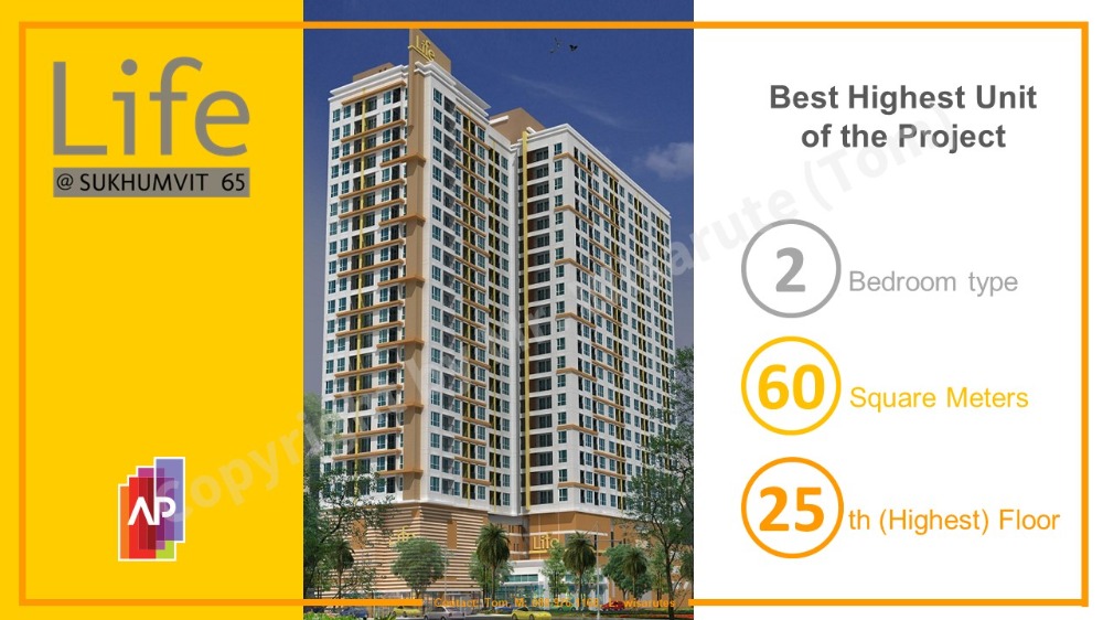 [] Life@Sukhumvit unit 1451/541 for  2 BD 2 BH 60 sqm on fl.25 (Top floor) fully furnished