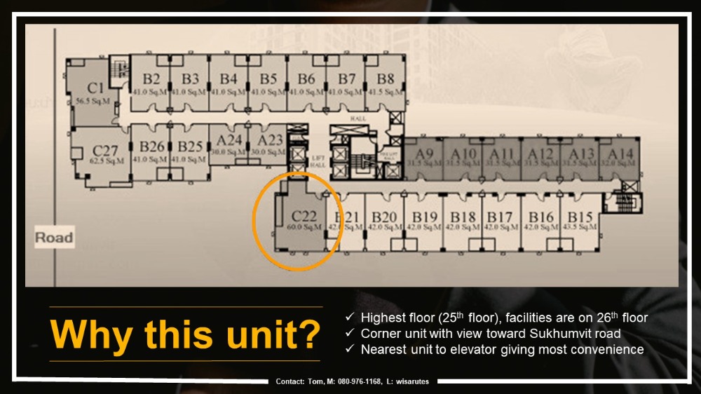 [] Life@Sukhumvit unit 1451/541 for  2 BD 2 BH 60 sqm on fl.25 (Top floor) fully furnished – รูปที่ 3
