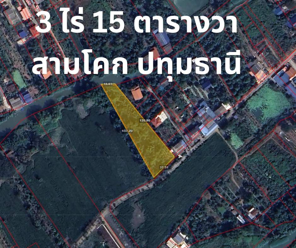 Land for sale, Pathum Thani, Sam Khok, Sena, 3 rai – รูปที่ 2