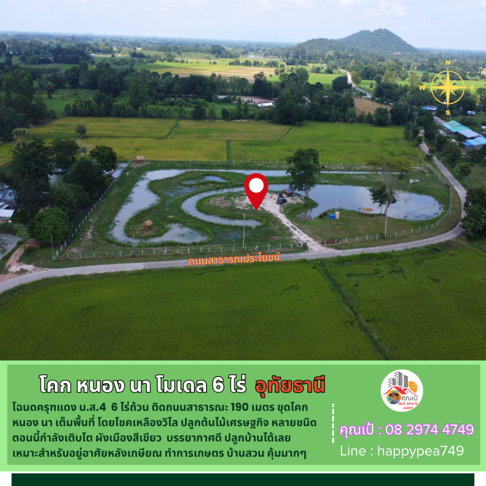 💰 Uthai Thani land 6 rai, full area of Khok Nong Na by Choklueangwilai, natural rice field view, very worthwhile 💰 Uthai Thani land 6 rai, full area of Khok Nong Na by Choklueangwilai, natural rice field view, very worthwhile