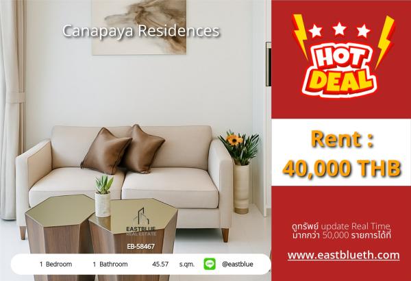 Rent a condo at Canapaya Residences, 1 bedroom, 1 bathroom, in the heart of Talat Phlu.
Spacious area of 45.57 sq.m. with complete amenities. Price: 40,000 baht/month! 0642748883