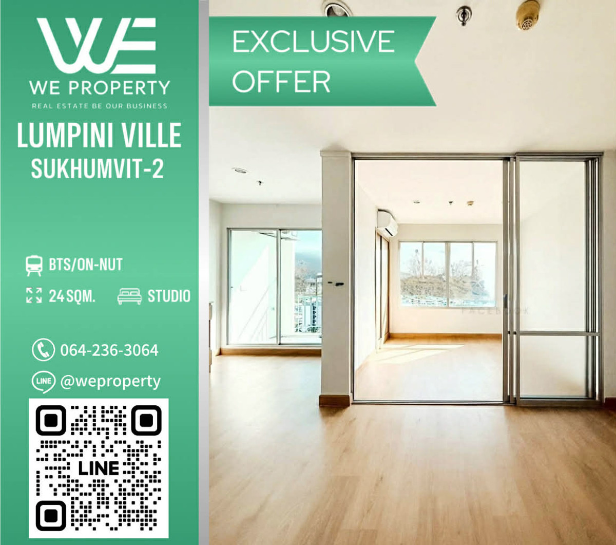 Corner room with beautiful view, fully furnished⭐Lumpini Ville Sukhumvit 77 Phase 2 (Lumpini Ville Sukhumvit 77 Phase 2)
