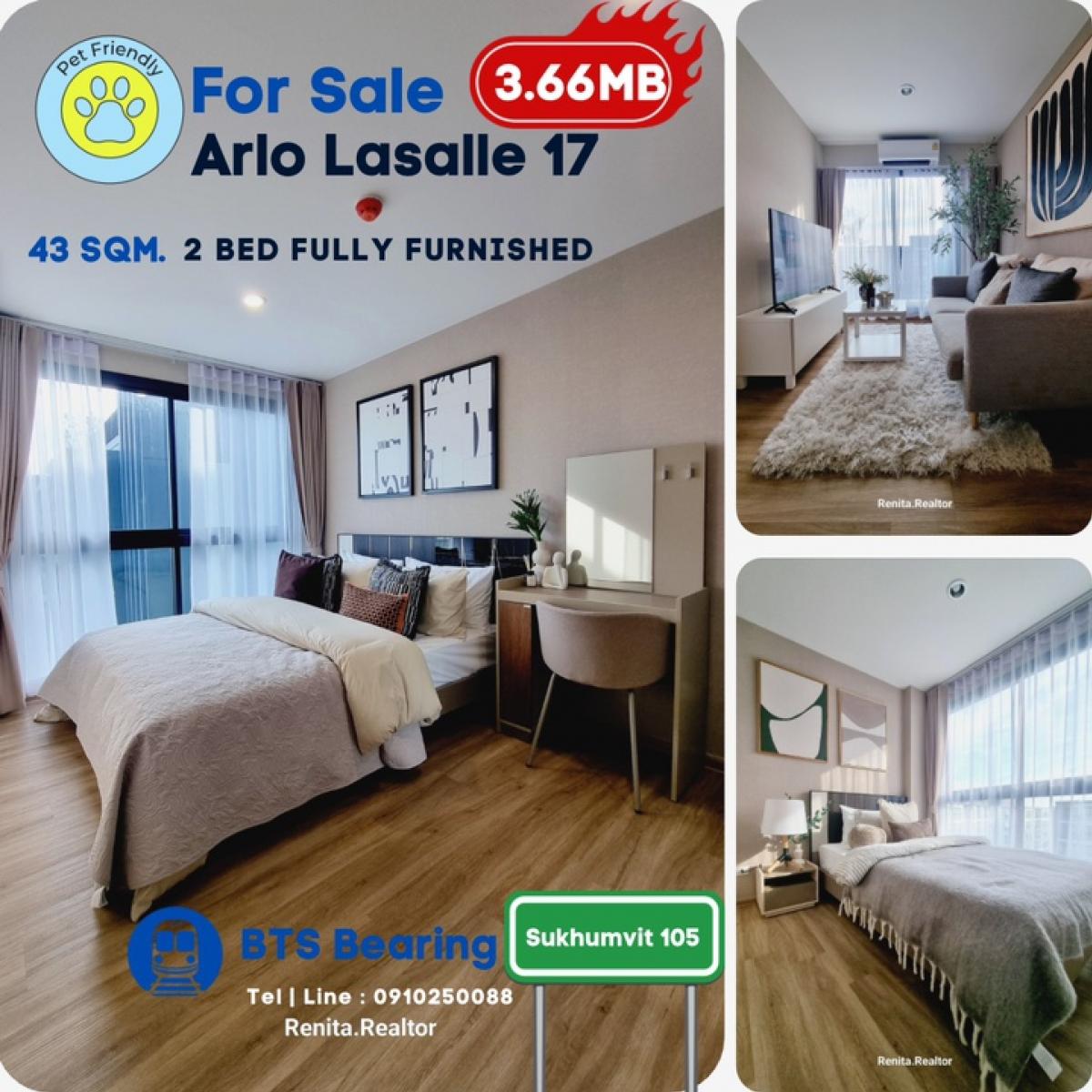 ✨ Pet-Friendly New condo at Sukhumvit 105 – Lasalle Starting at Only 3.49 MB!✨44 SQM. 2 bedroom ✨ Pet-Friendly New condo at Sukhumvit 105 – Lasalle Starting at Only 3.49 MB!✨44 SQM. 2 bedroom