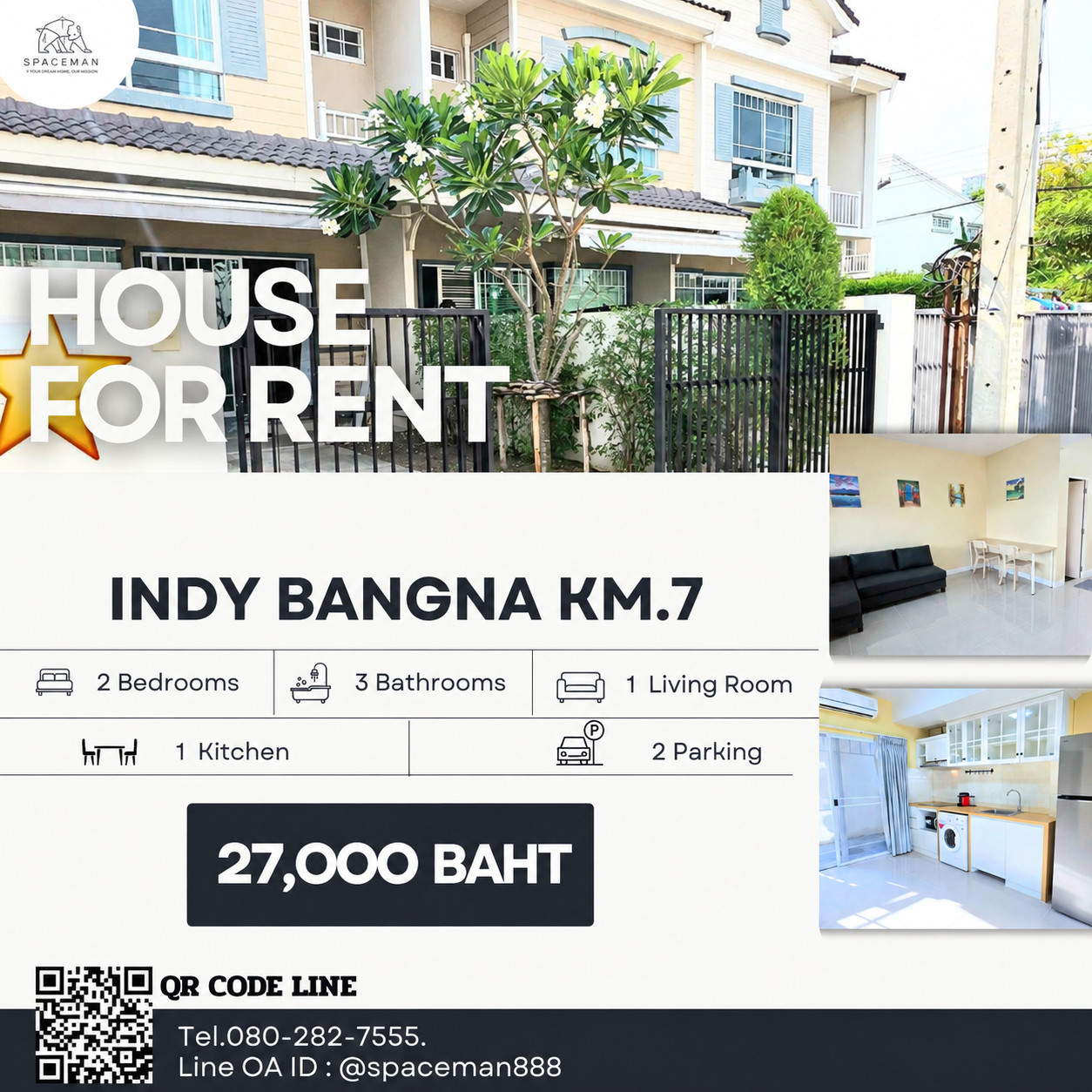 📣🌈🏡 House for rent, Indy, Bangna, Km. 7, beautifully decorated, ready to get in, good price, good location, convenient to travel