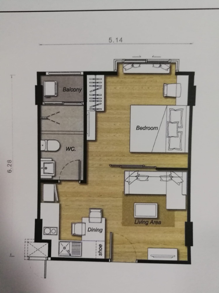 S One Rama 9 / 34 sq m. 1st floor * – รูปที่ 3