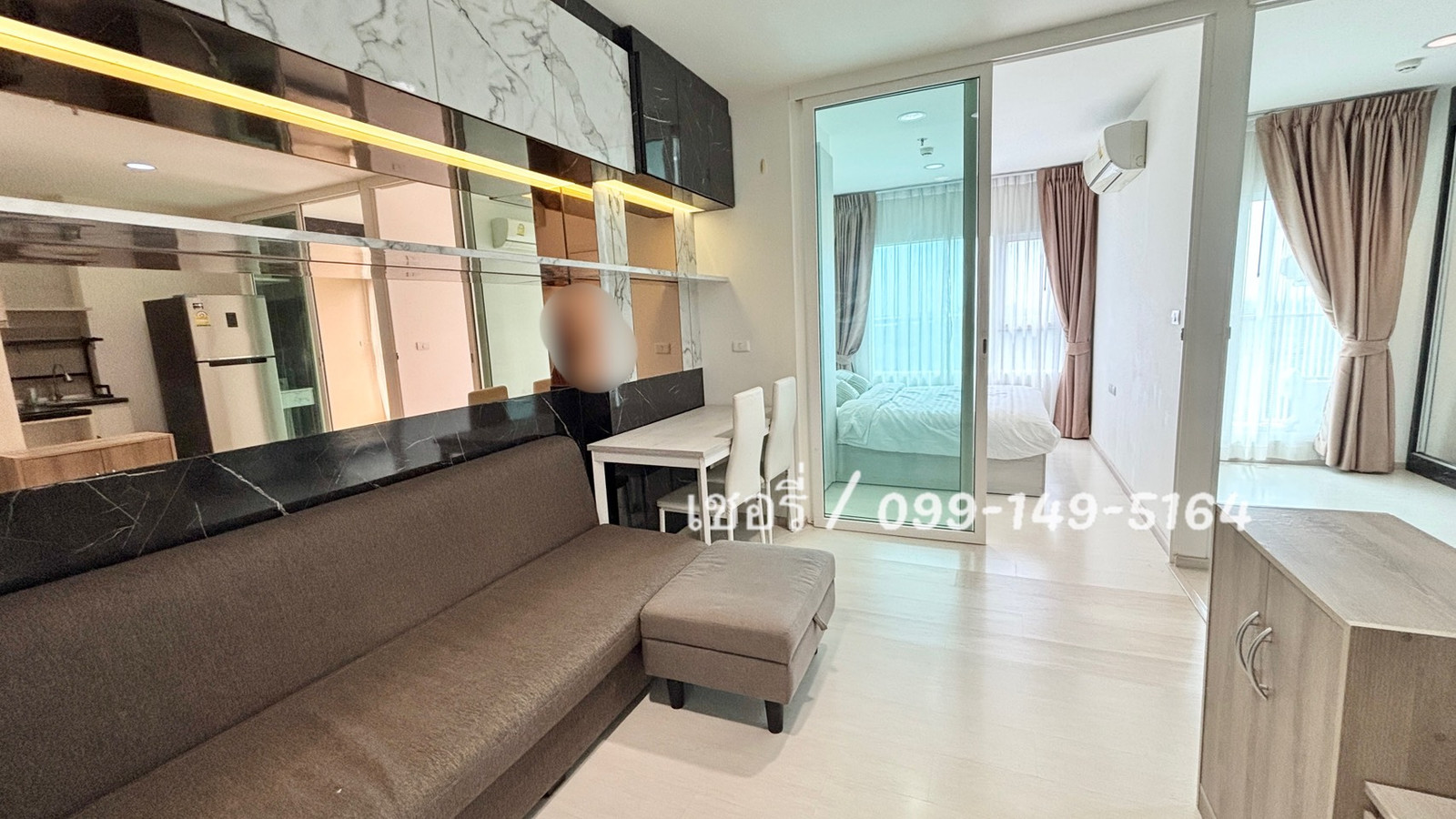 เช่าคอนโด Aspire Erawan ตึกบี ( One Bed Plus ) ห้องสวยใหม่ บิ้วอินจัดเต็ม วิวแม่น้ำ ลมดีมาก เฟอร์นิเจอร์ครบๆ ติดBTSเอราวัณ / โทร 099-149-5164