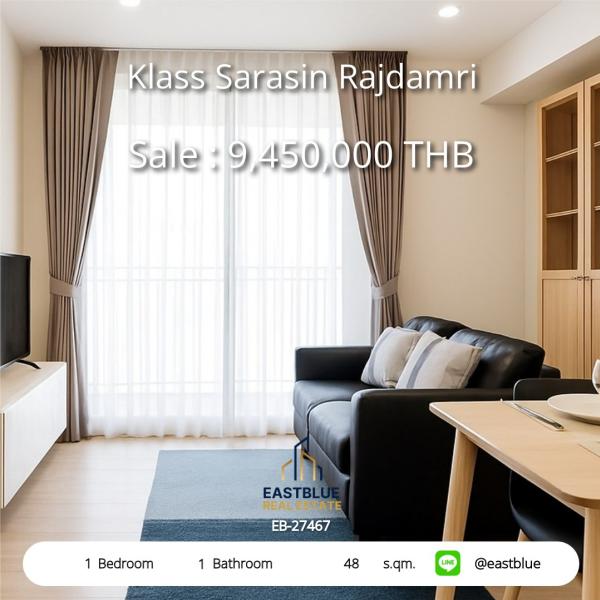 11/08/2026, รวมค่าโอน 🏡 ขาย คอนโด 1 ห้องนอน คลาส สารสิน - ราชดำริ 48 ตร.ม. 9.45 ลบ. 0642748883