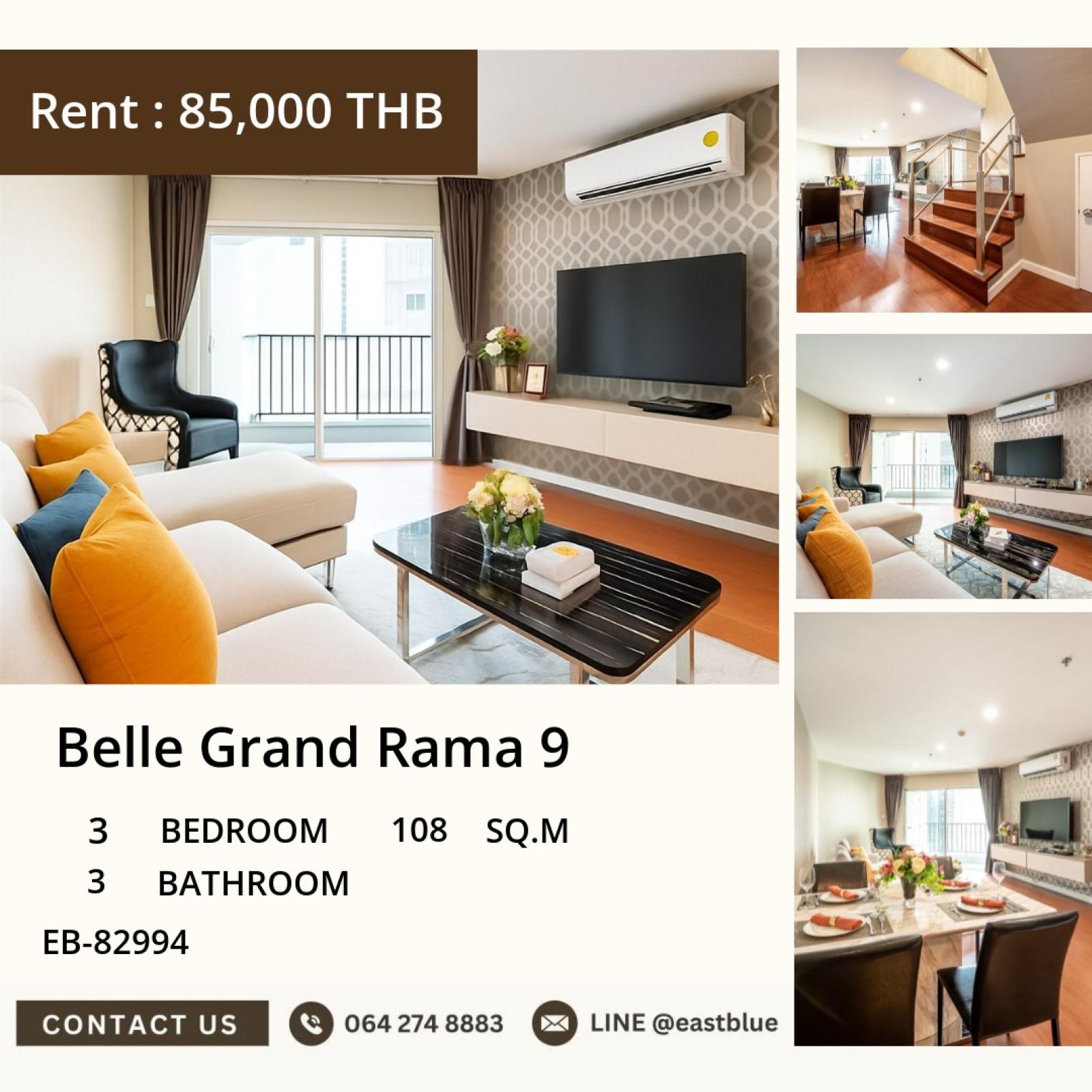 17/07/2026, Belle Grand Rama 9: Luxury 3Bed/3Bath Condo ใกล้ BTS- MRT พระราม 9 
ขาย 15 ล้าน เช่า 85,000/ด. พร้อมสิ่งอำนวยความสะดวกครบครัน! 0642748883