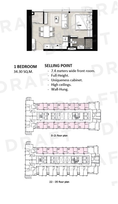 Once Wongamat 1-bed 34.3 ทิศใต้ ตำแหน่ง HOT ชั้นสูงวิวทะเลฝั่งพัทยา – รูปที่ 3