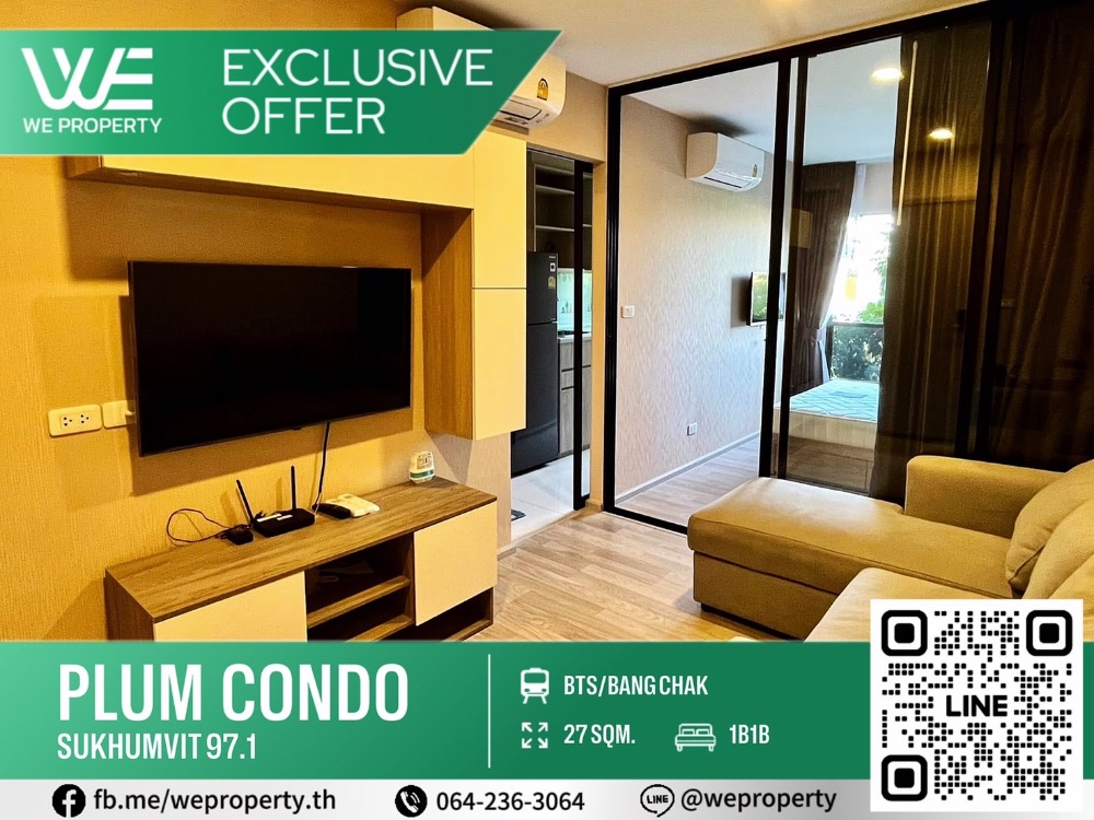 North direction, beautiful room, as shown in the picture, complete furniture ⭐Plum Condo Sukhumvit 97.1 (Plum Condo Sukhumvit 97.1)