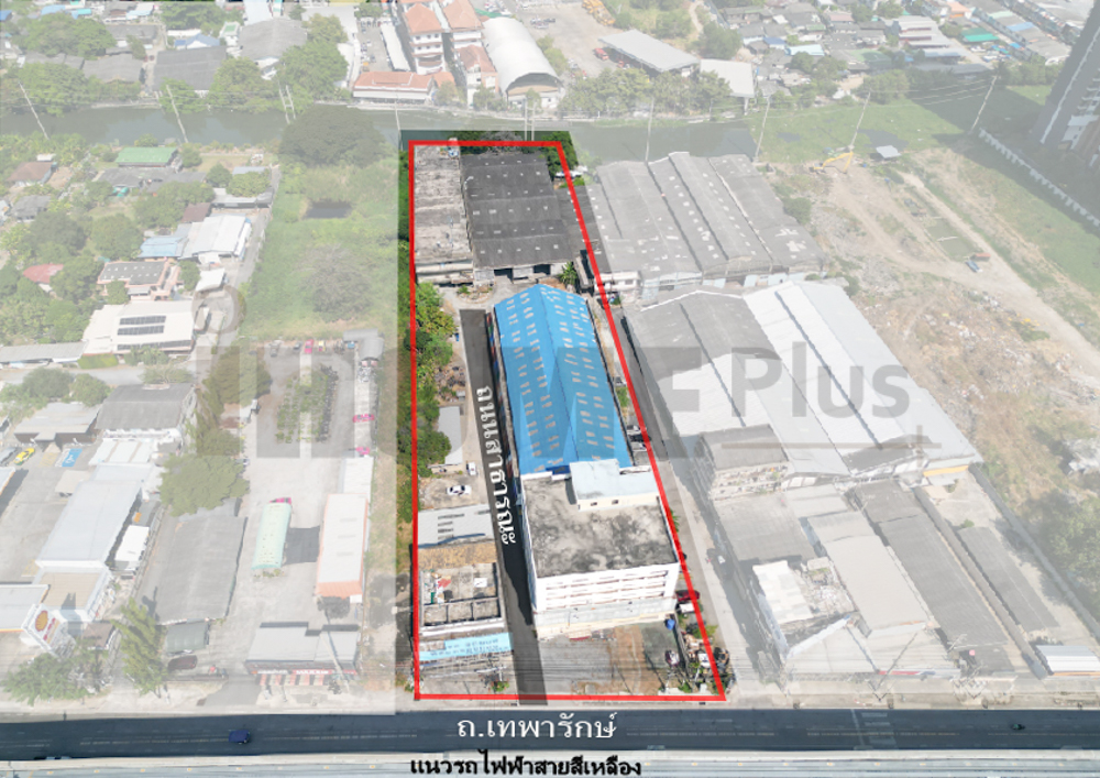For rent: office building, commercial building, warehouse, parking lot, on Theparak Road, along the Yellow Line