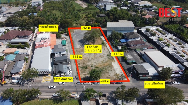 For sale: vacant land, almost 3 rai, on Yothin Phatthana Road, beautiful plot shape, already filled, suitable for investment For sale: vacant land, almost 3 rai, on Yothin Phatthana Road, beautiful plot shape, already filled, suitable for investment