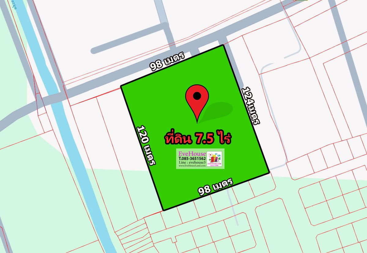 ขายที่ดิน 7.5 ไร่ ใกล้วัดป่ามณีกาญจน์ ต.บางม่วง อ.บางใหญ่ จ.นนทบุรี ถมแล้วทั้งแปลง ที่ดินรูปสี่เหลี่ยมสวย หน้ากว้างติดถนน 98 เมตร ลึก 120 เมตร – รูปที่ 2