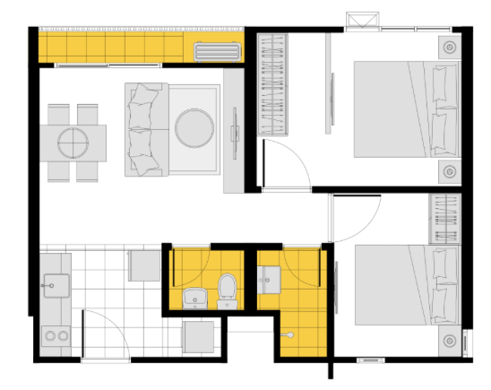 Selling down payment NOWW MEGA, 45th floor, Building A, city view, 2 bedrooms, 2 bathrooms, 49.53 sq m. – รูปที่ 3