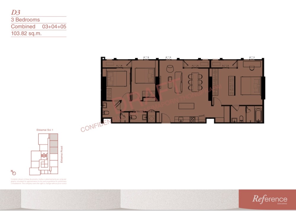 Reference Ekkamai 3-bed 103.82 sq.m. [Foreigner Quota] East View