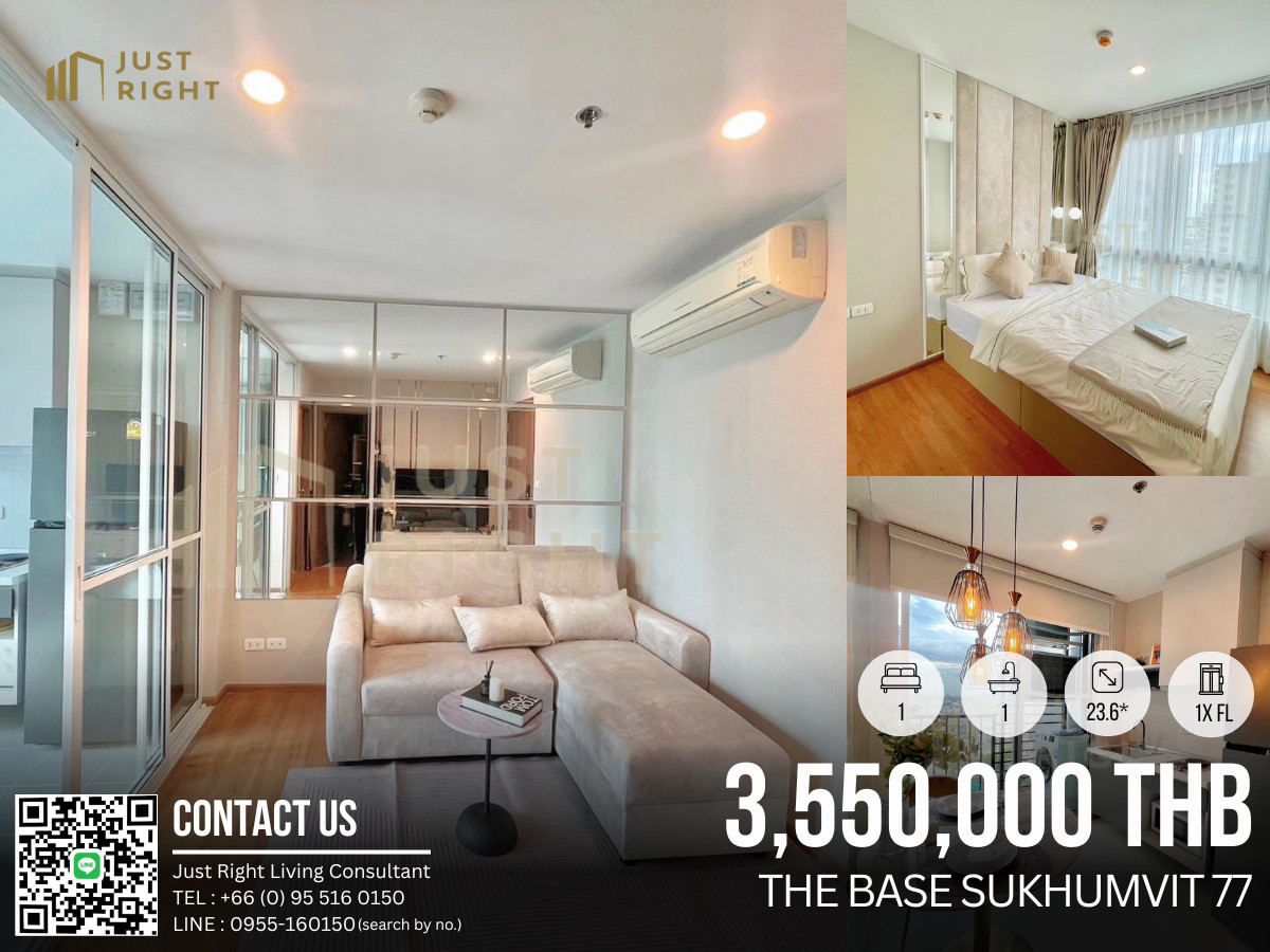 For sale with tenant The Base Sukhumvit 77 1 bedroom 1 bathroom 31 sq.m. 2x floor B Tower Only 3.55 million baht *Transfer fee 1% (Buyer and seller pay half each)*