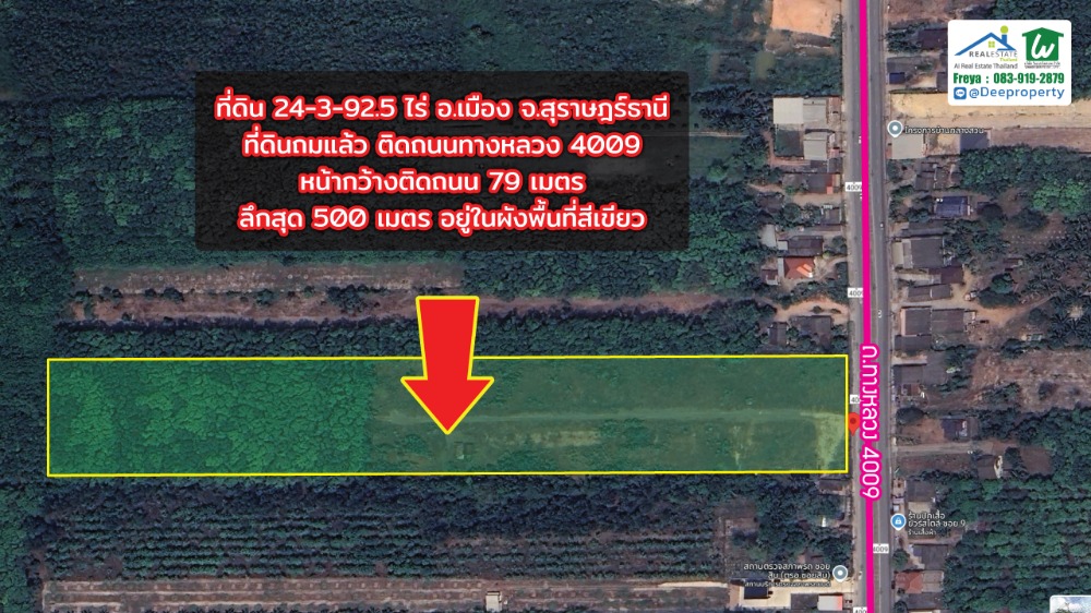🌿 Surat Thailand Land, 24-3-92.5 Rai, on 4 Lane Road, 4009, near the city, convenient to travel 🌳 – รูปที่ 3