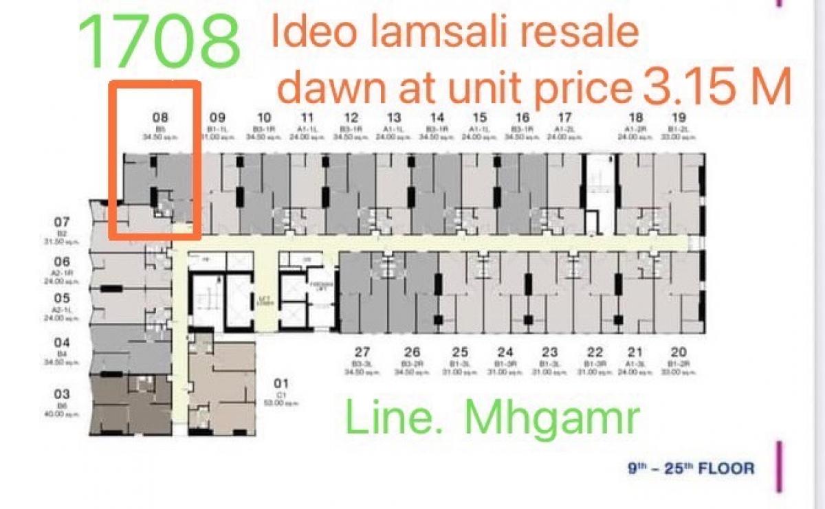Sell ​​IDEO LAMSALI. 1bed, 17th floor, 08 plus Noi wants to release – รูปที่ 3