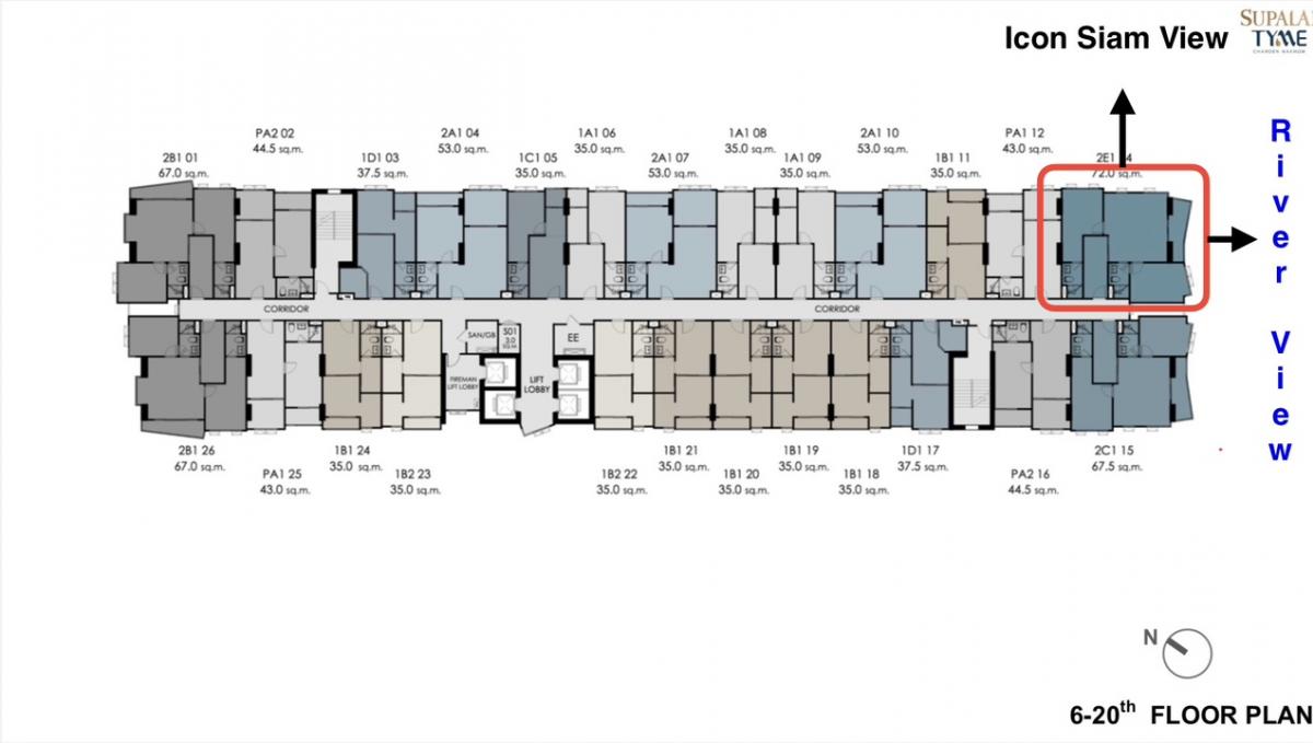 ขายดาวน์ ห้อง 2 bed River Front View ไอคอนสยาม ชั้นสูง ตำแหน่ง 2E1 ที่ดีที่สุด