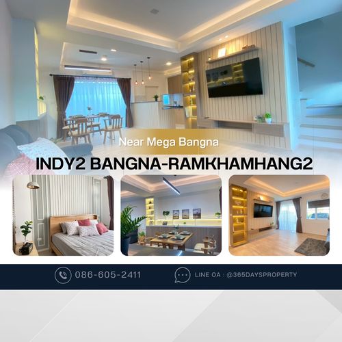 💥ForRent💥3Bed • Indy2 Bangna-Ramkhamhang 2 🏡 Near Mega Bangna‼️ Fully furnished ✨