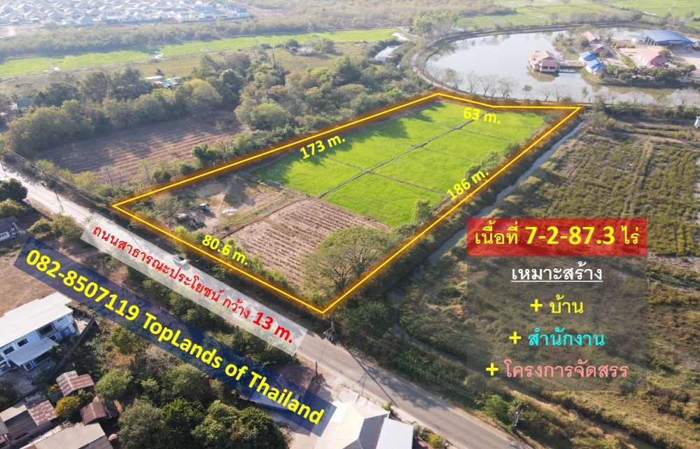 Land for sale, Nong Khai, Mueang District, Nong Khai Province, area 7-2-87.3 rai, community area, municipal area, suitable for building a house, office, housing project – รูปที่ 3