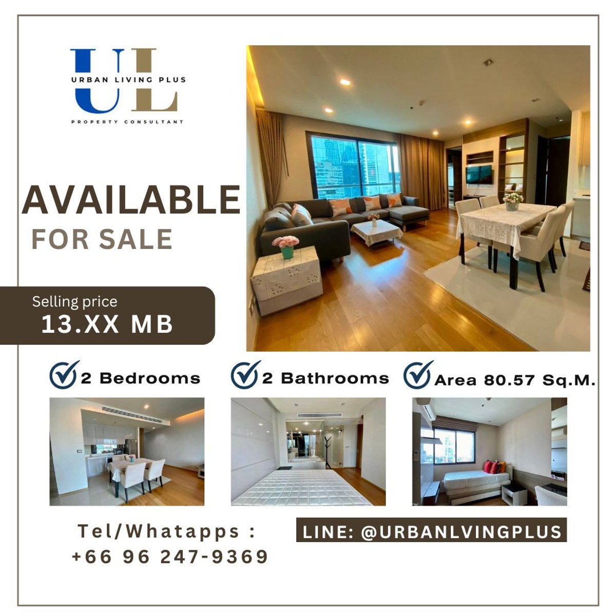 ( UL2412123 ) HOT DEAL✨Tel/Line 096-2479369 ,FOR SELL !! The Address Sathorn 2 bedrooms 80.57 Sq.M. Corner room, Rare Item ( UL2412123 ) HOT DEAL✨Tel/Line 096-2479369 ,FOR SELL !! The Address Sathorn 2 bedrooms 80.57 Sq.M. Corner room, Rare Item