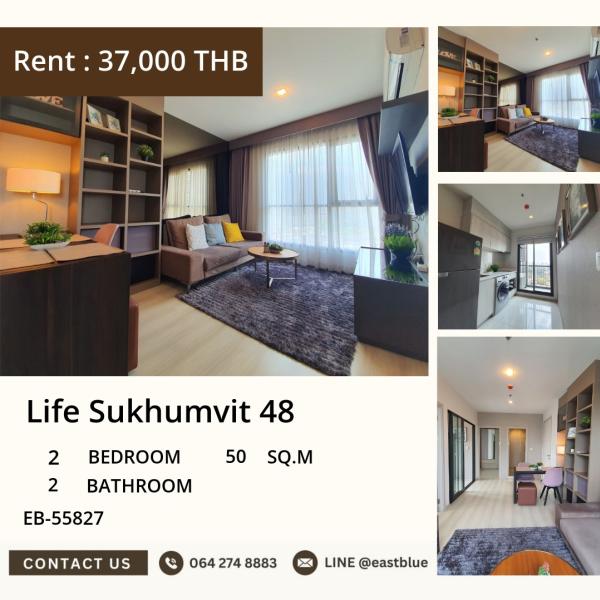 🏡 50% off! Luxury condo Life Sukhumvit 48 only 37,000/month. 🔥 2 bedrooms, great view, close to BTS Phra Khanong only! 0642748883