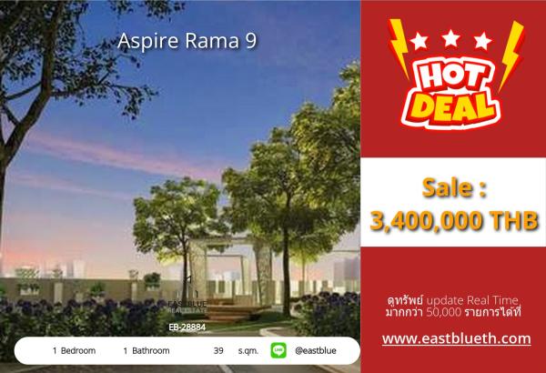 15/10/2026, For sale: Aspire Rama 9 condo, beautiful room, great price, close to MRT Phra Ram 9! 0642748883