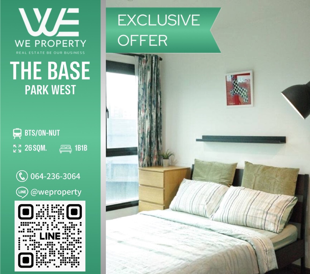 ห้องสวยเฟอร์ฯครบ ราคาดี⭐The Base Park West (เดอะ เบส พาร์คเวสต์ สุขุมวิท 77)