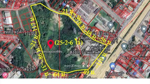 Land for sale on the avoiding road, Chon Buri, red plan, commercial center, potential location, near Chon Buri Stadium