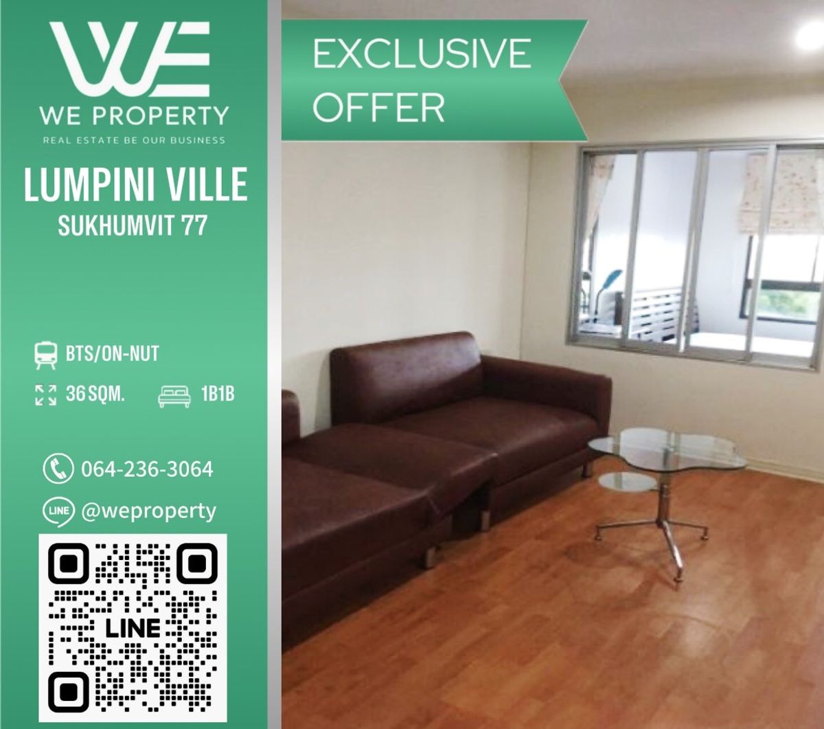 ห้องใหญ่สวยเฟอร์ฯครบ ราคาดีมาก⭐Lumpini Ville Sukhumvit 77 (ลุมพินี วิลล์ สุขุมวิท 77)