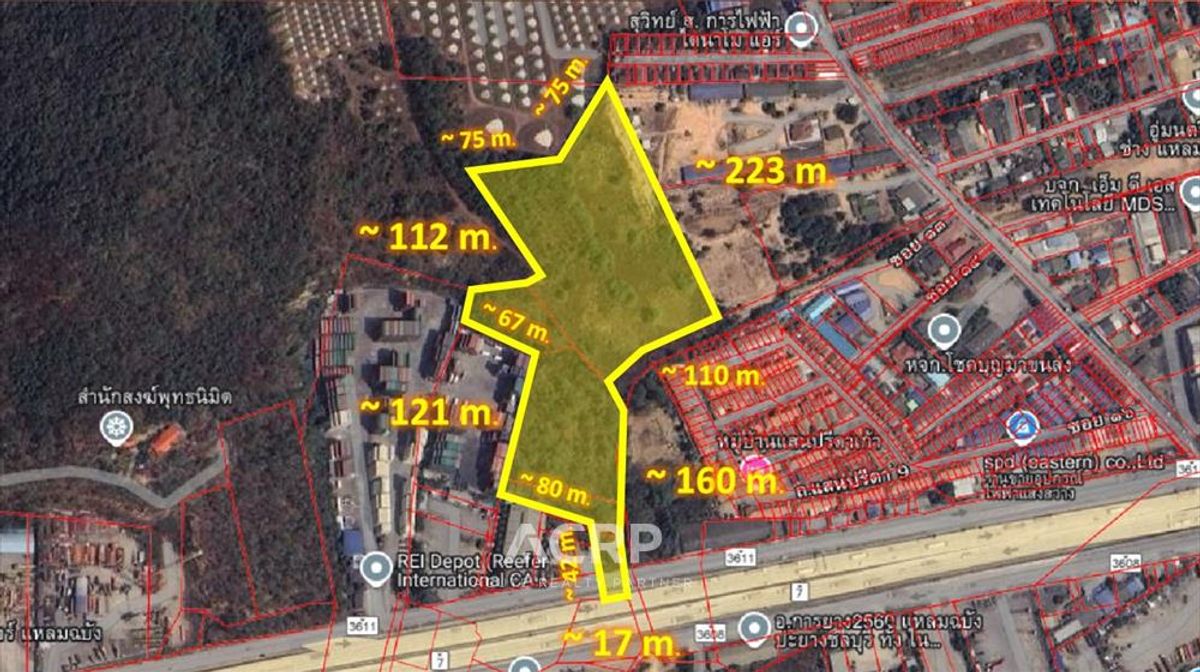 Land for sale on the highway 3611 Sriracha, Chon Buri, near Laem Chabang Port 25-0-2 Land for sale on the highway 3611 Sriracha, Chon Buri, near Laem Chabang Port 25-0-2