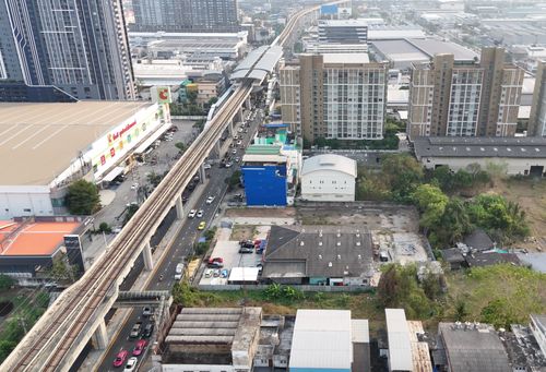 ขายที่ดินผังสีม่วง ติดถนนสุขุมวิทสำโรงขาเข้า  1 นาทีถึงรถไฟฟ้า BTS ปู่เจ้าสมิงพลาย ตรงข้ามบิ๊กซีสำโรง2 